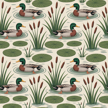 Mallard in the Pond Pattern 17 Quilting Cotton Fabric