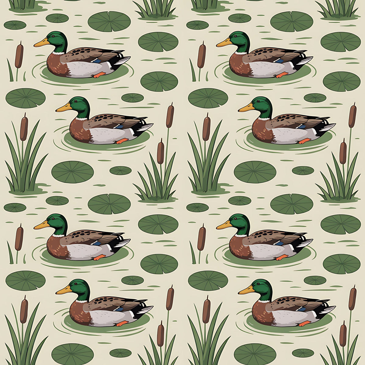 Drakes and Lilies Pattern 18 Minky Fabric