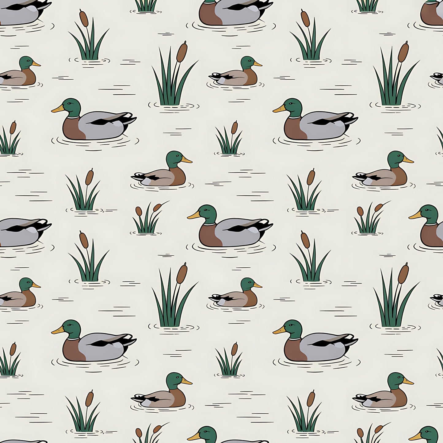 Mallard in the Pond Pattern 20 Quilting Cotton Fabric