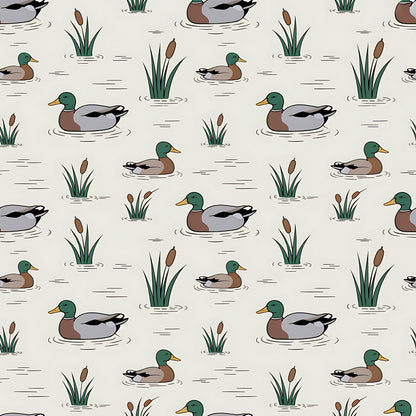 Mallard in the Pond Pattern 20 Quilting Cotton Fabric
