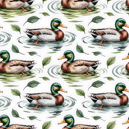 Mallard in the Pond Pattern 21 Quilting Cotton Fabric