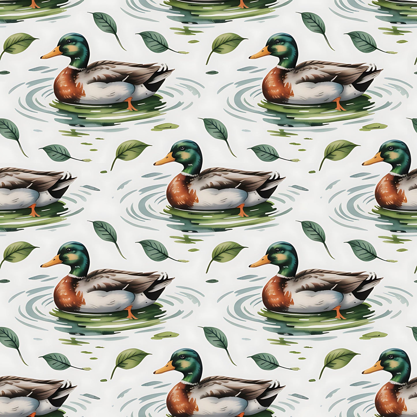 Mallard in the Pond Pattern 22 Quilting Cotton Fabric