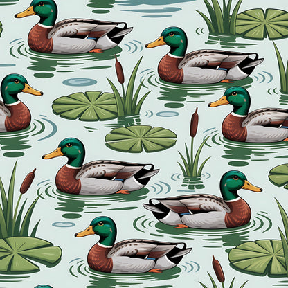 Drakes and Lilies Pattern 2 Minky Fabric