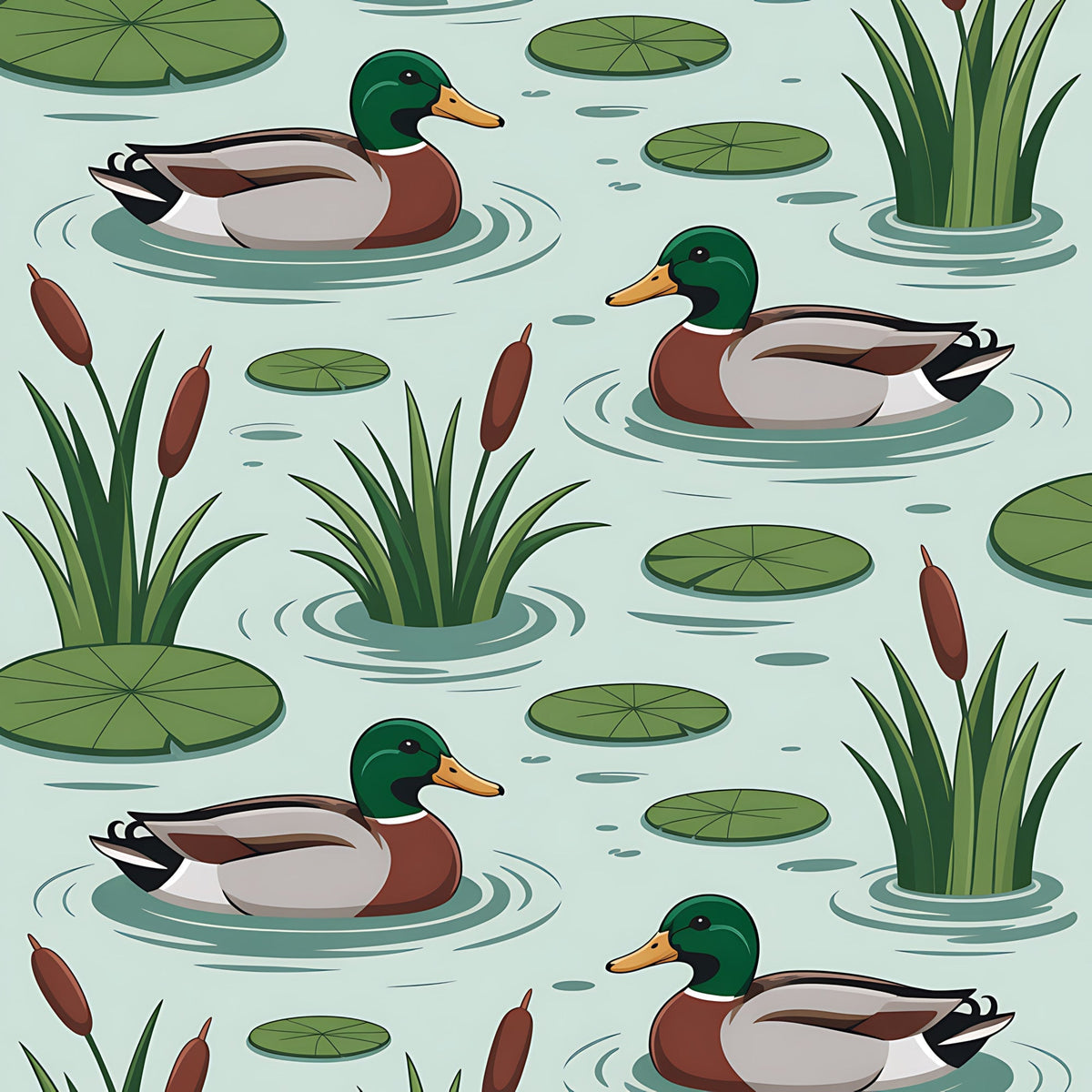 Drakes and Lilies Pattern 3 Minky Fabric