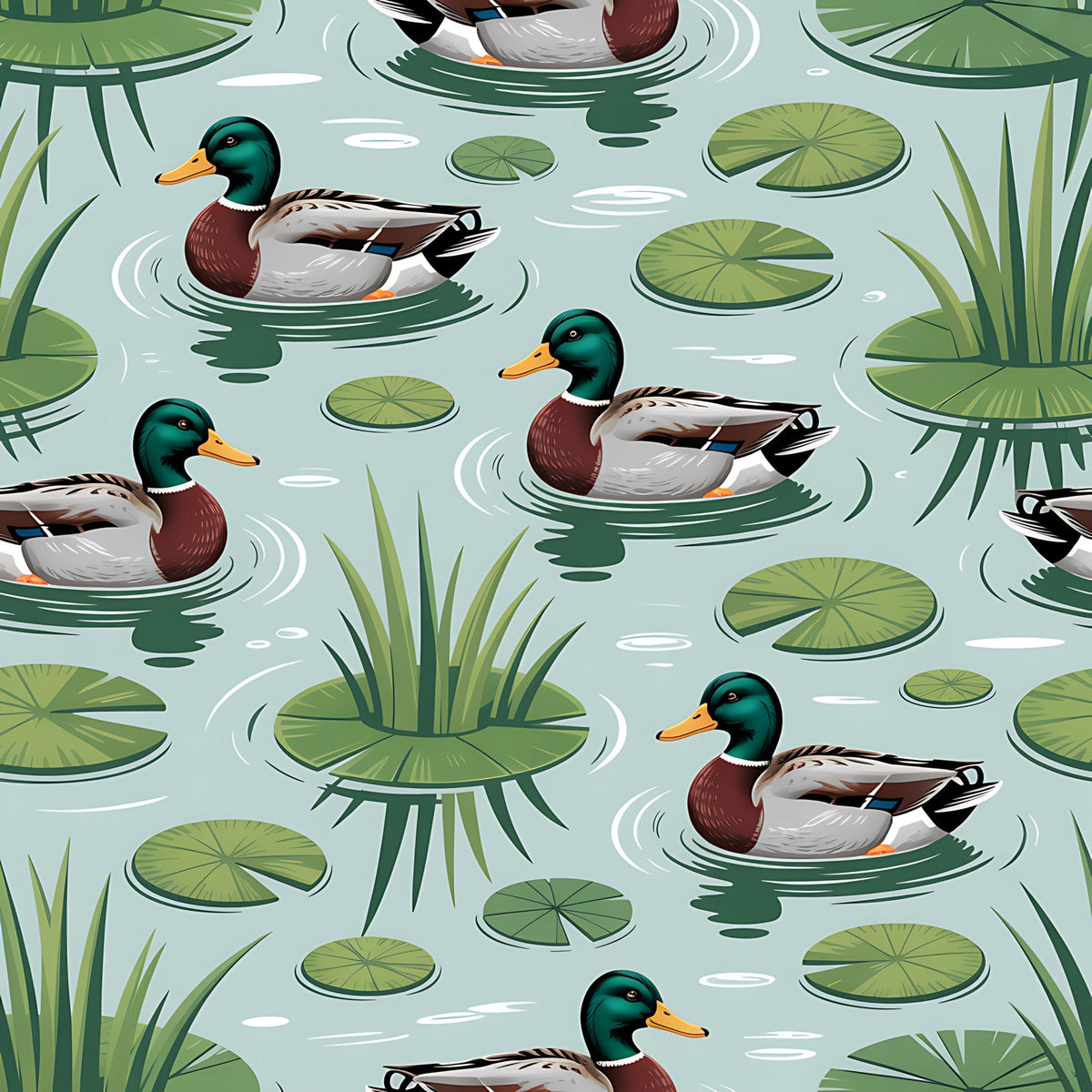 Drakes and Lilies Pattern 4 Minky Fabric