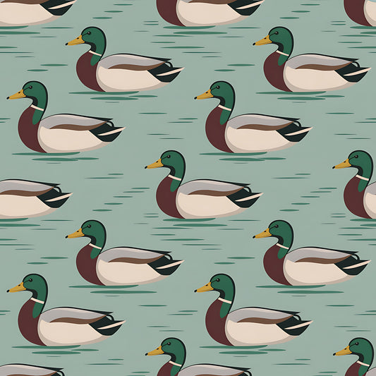 Mallard in the Pond Pattern 7 Quilting Cotton Fabric