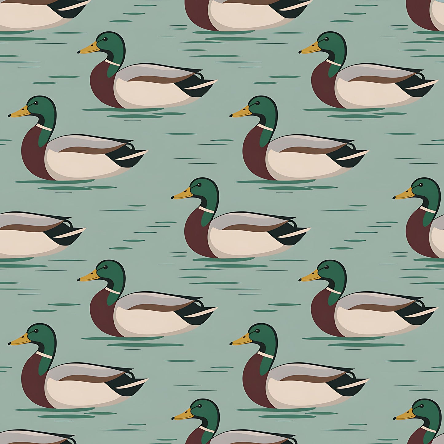 Mallard in the Pond Pattern 7 Quilting Cotton Fabric