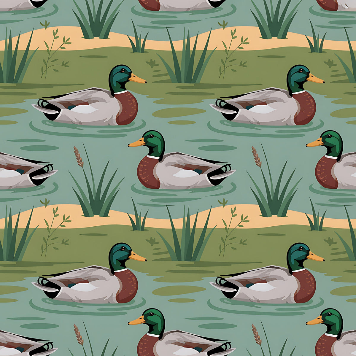 Drakes and Lilies Pattern 8 Minky Fabric
