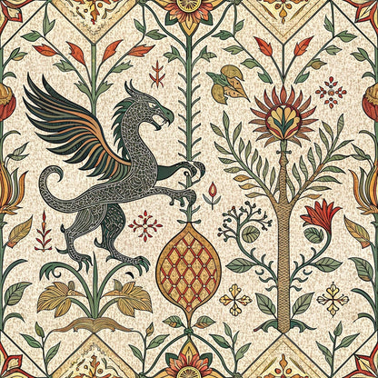 Dragon Garden Pattern 5 Minky Fabric