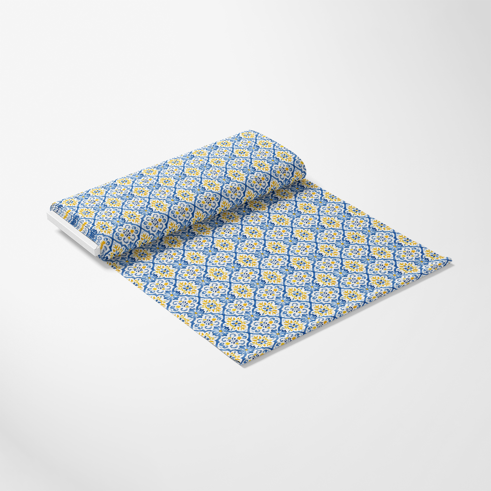 Mediterranean Lemon Azure Pattern 16 Quilting Cotton Fabric