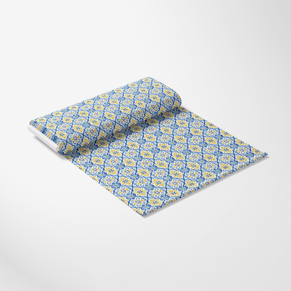 Mediterranean Lemon Azure Pattern 16 Quilting Cotton Fabric