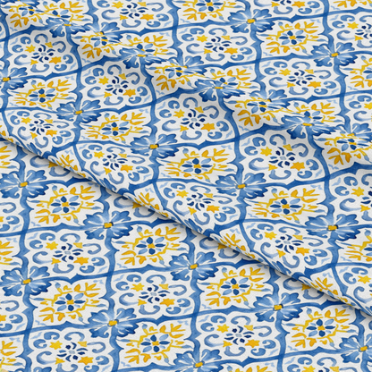 Mediterranean Lemon Azure Pattern 16 Quilting Cotton Fabric