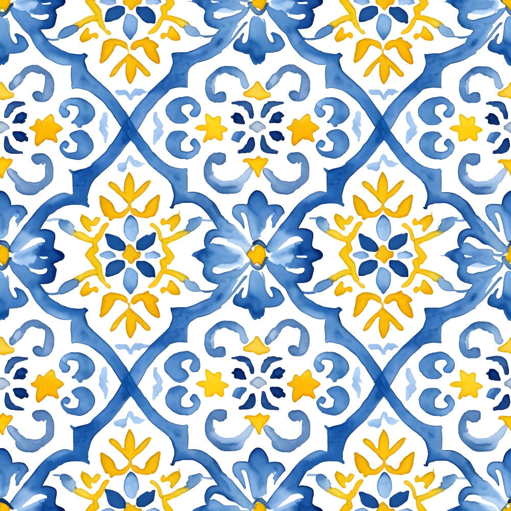 Sunlit Azulejo Pattern 16 Minky Fabric