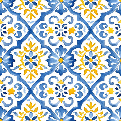 Sunlit Azulejo Pattern 16 Minky Fabric