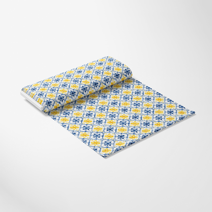 Mediterranean Lemon Azure Pattern 18 Quilting Cotton Fabric