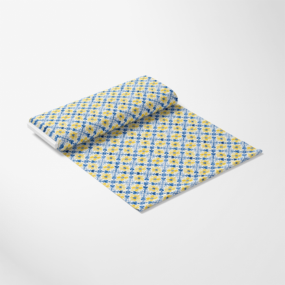 Mediterranean Lemon Azure Pattern 1 Quilting Cotton Fabric