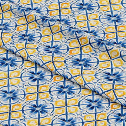 Mediterranean Lemon Azure Pattern 21 Quilting Cotton Fabric