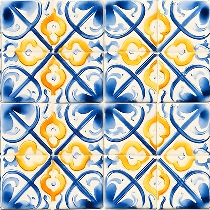 Mediterranean Lemon Azure Pattern 21 Quilting Cotton Fabric