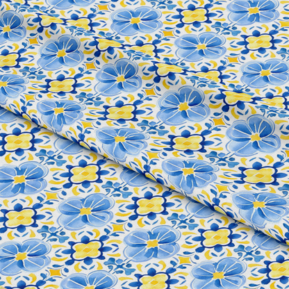 Mediterranean Lemon Azure Pattern 27 Quilting Cotton Fabric