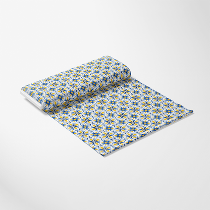 Mediterranean Lemon Azure Pattern 28 Quilting Cotton Fabric