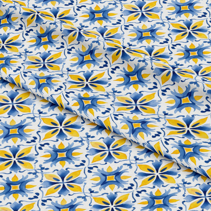 Mediterranean Lemon Azure Pattern 28 Quilting Cotton Fabric