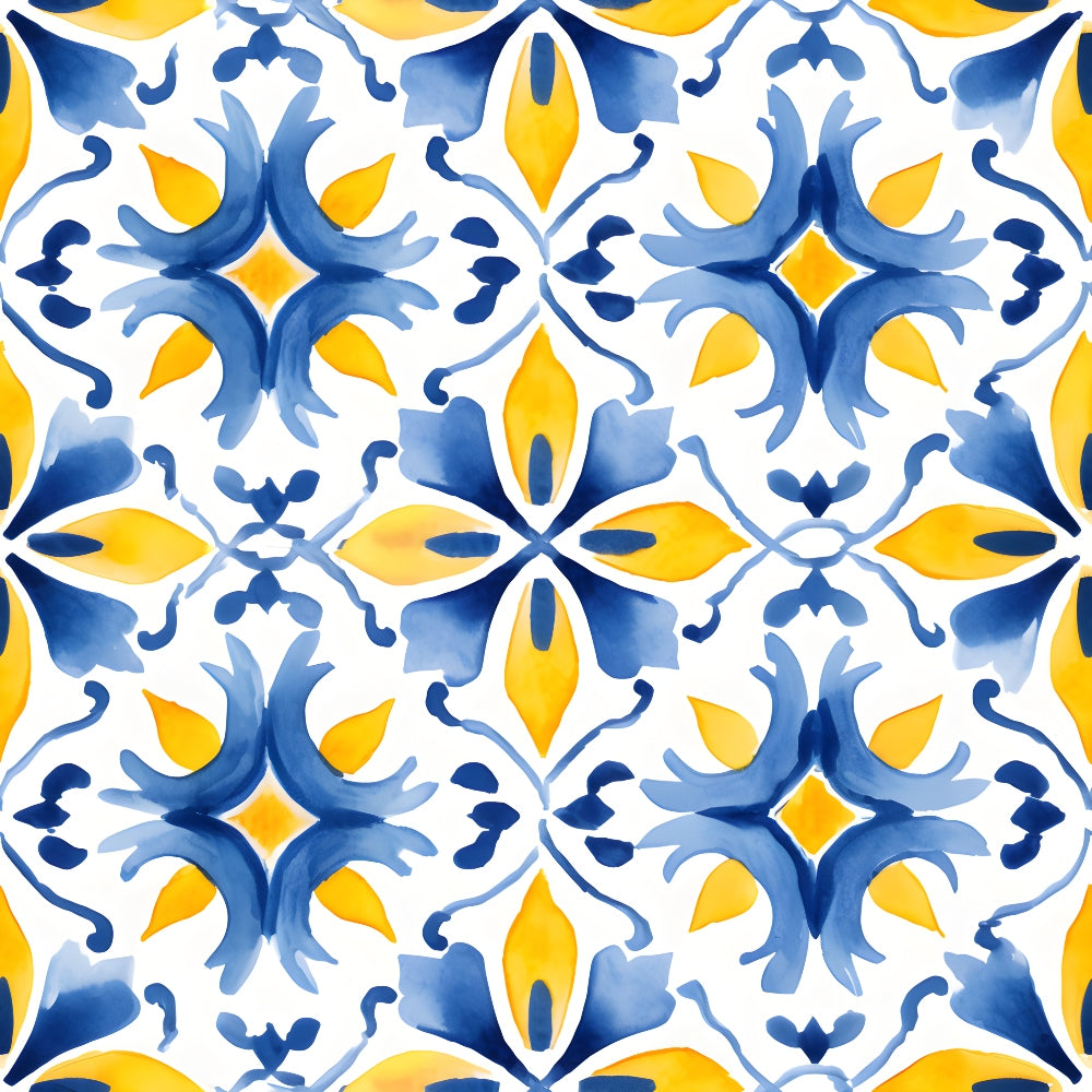 Mediterranean Lemon Azure Pattern 28 Quilting Cotton Fabric