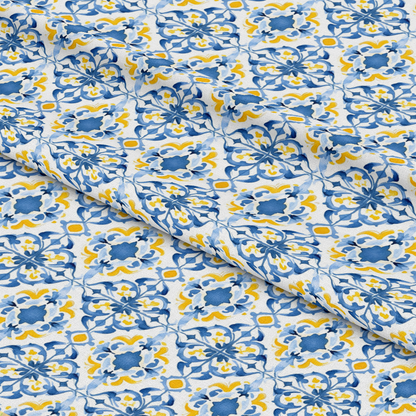 Mediterranean Lemon Azure Pattern 29 Quilting Cotton Fabric