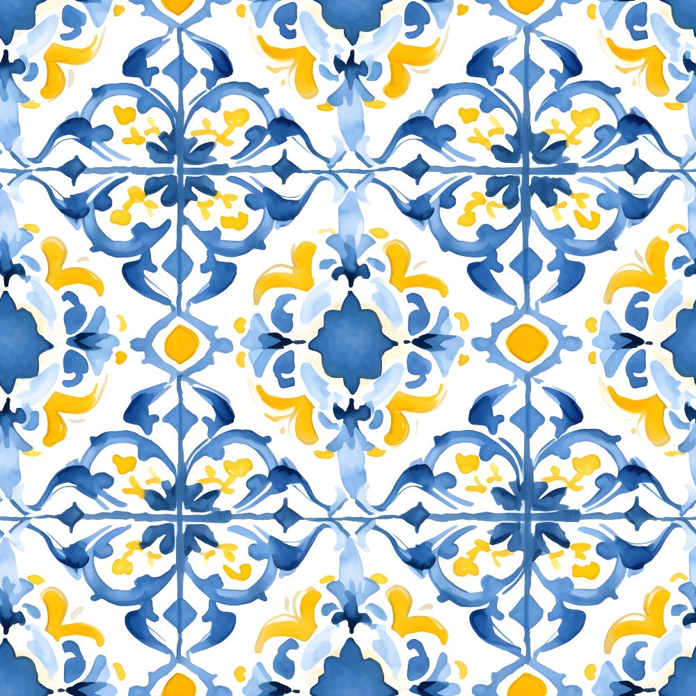 Mediterranean Lemon Azure Pattern 29 Quilting Cotton Fabric