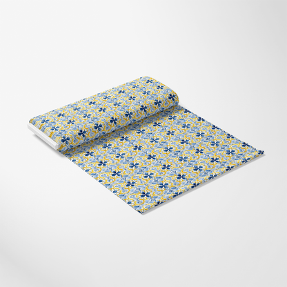 Mediterranean Lemon Azure Pattern 30 Quilting Cotton Fabric