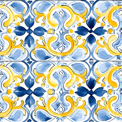 Sunlit Azulejo Pattern 30 Minky Fabric