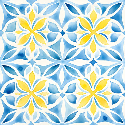 Sunlit Azulejo Pattern 31 Minky Fabric