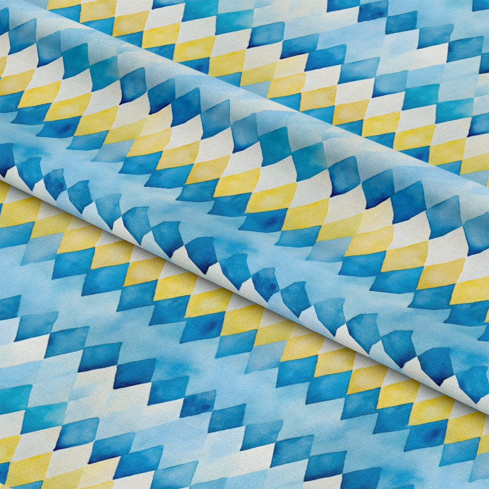 Mediterranean Lemon Azure Pattern 32 Quilting Cotton Fabric