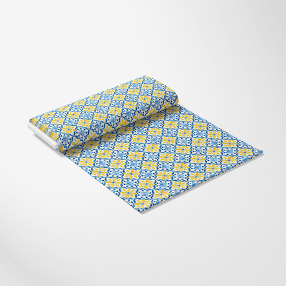 Mediterranean Lemon Azure Pattern 36 Quilting Cotton Fabric