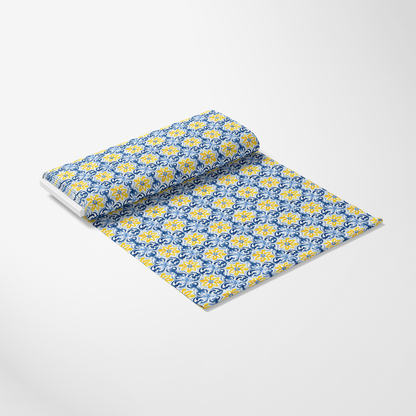 Mediterranean Lemon Azure Pattern 37 Quilting Cotton Fabric