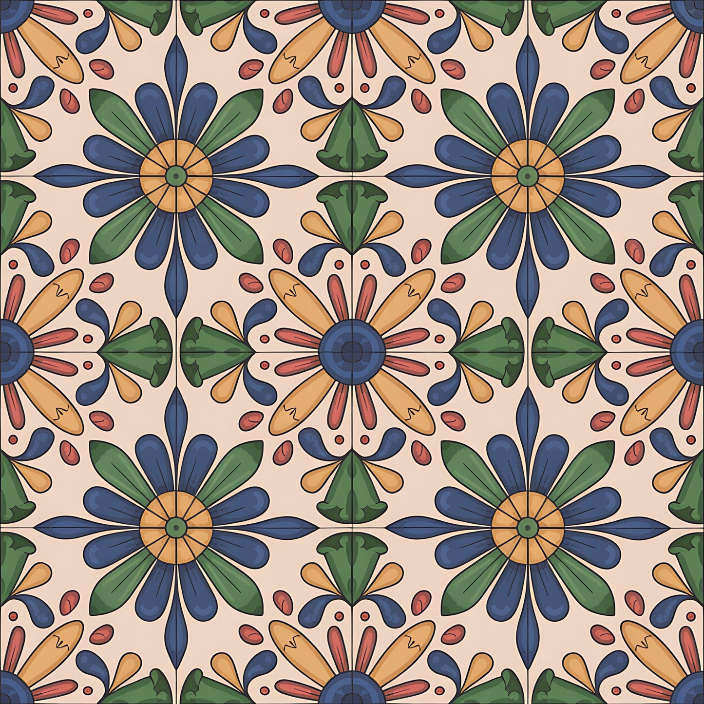 Mexican Talavera Pattern 10 Quilting Cotton Fabric