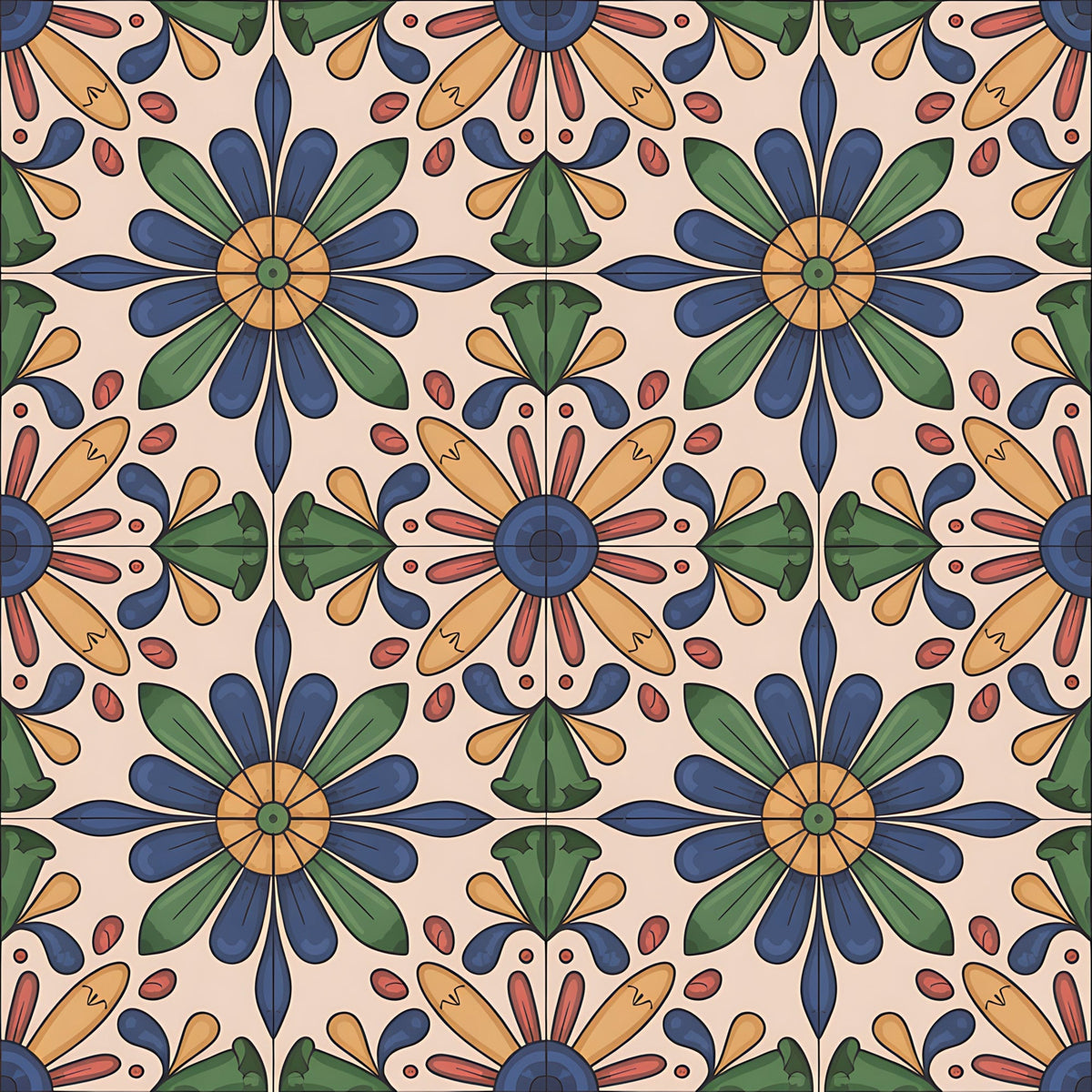 Fiesta Tiles Pattern 10 Minky Fabric