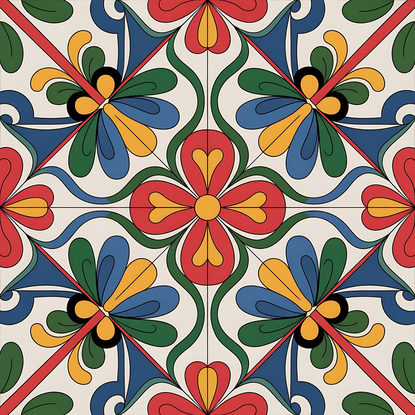 Mexican Talavera Pattern 12 Quilting Cotton Fabric
