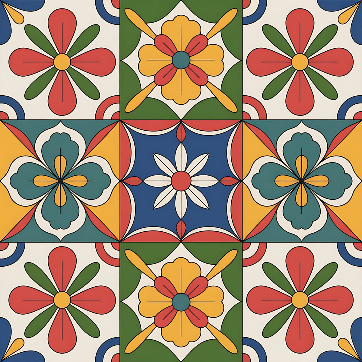 Fiesta Tiles Pattern 14 Minky Fabric