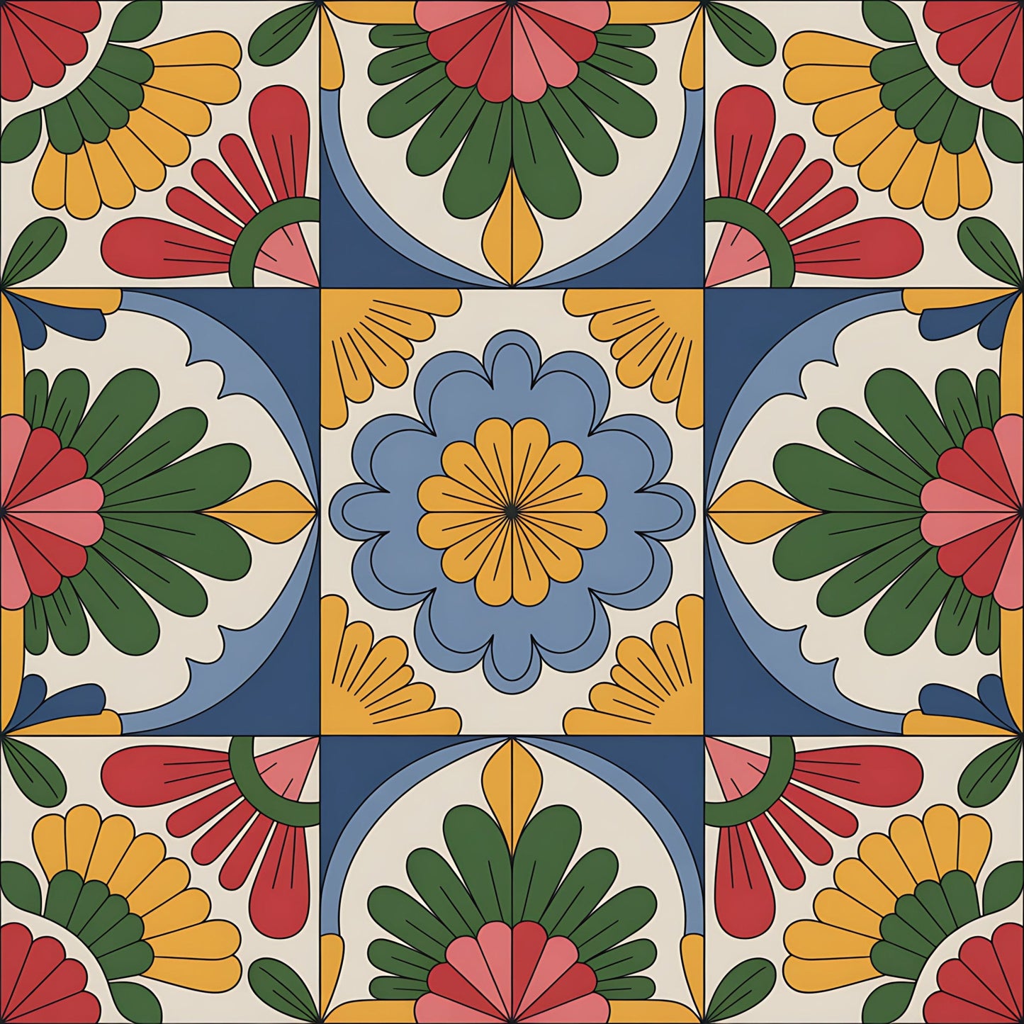 Mexican Talavera Pattern 16 Quilting Cotton Fabric