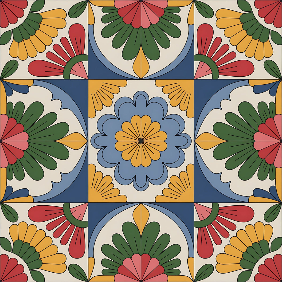 Fiesta Tiles Pattern 16 Minky Fabric