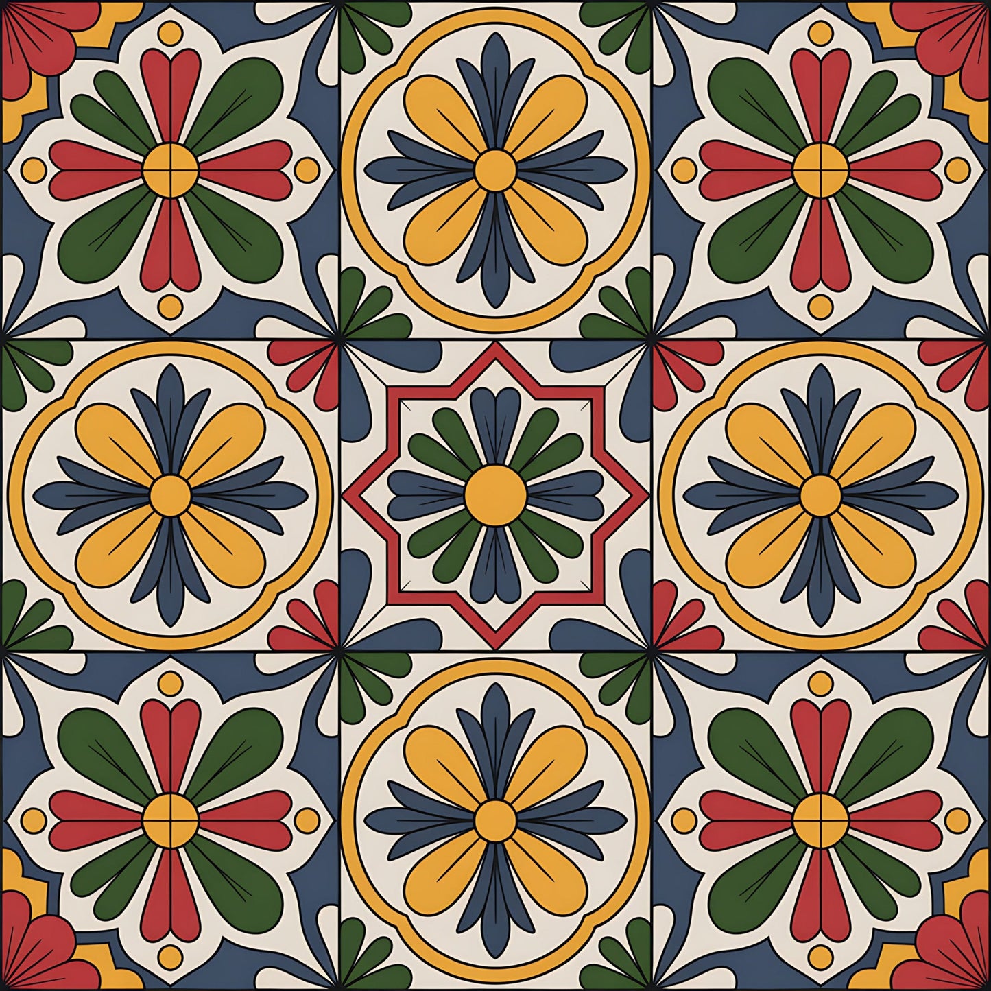 Mexican Talavera Pattern 17 Quilting Cotton Fabric
