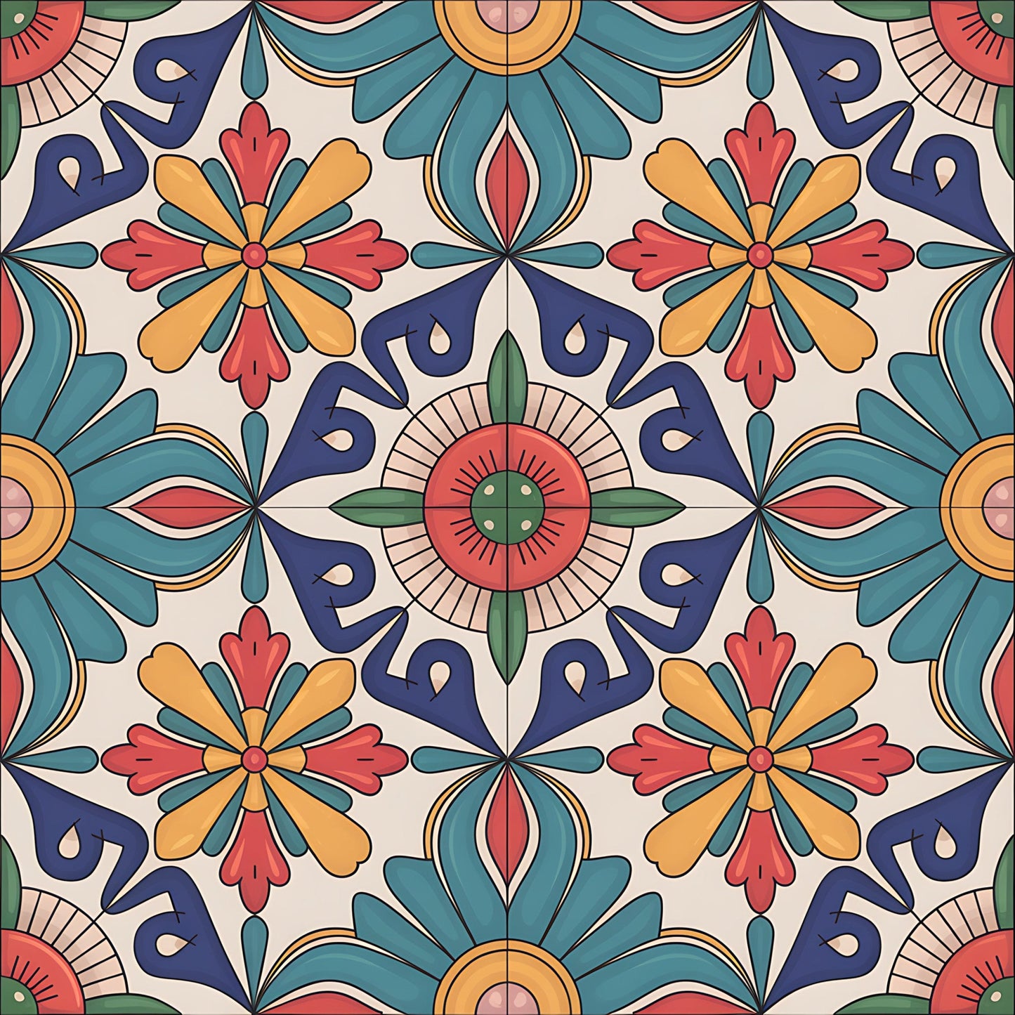 Mexican Talavera Pattern 18 Quilting Cotton Fabric