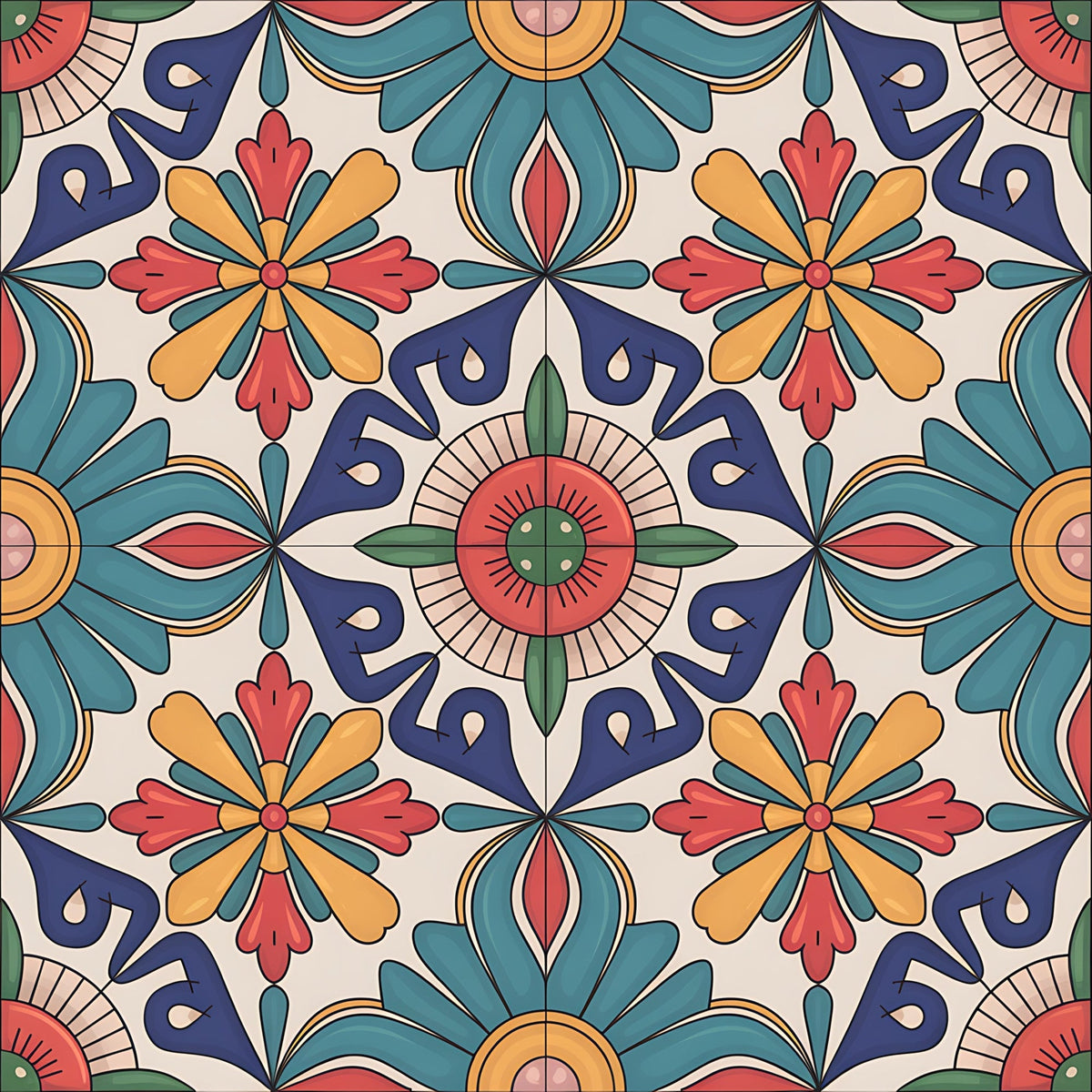 Fiesta Tiles Pattern 18 Minky Fabric