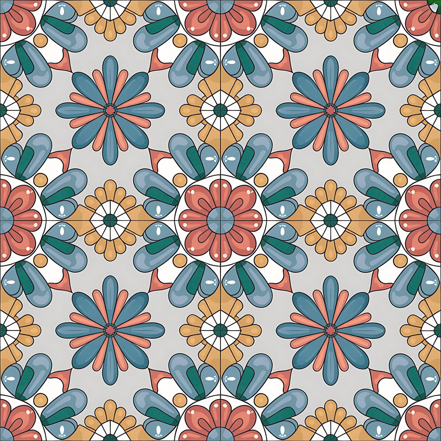 Mexican Talavera Pattern 19 Quilting Cotton Fabric