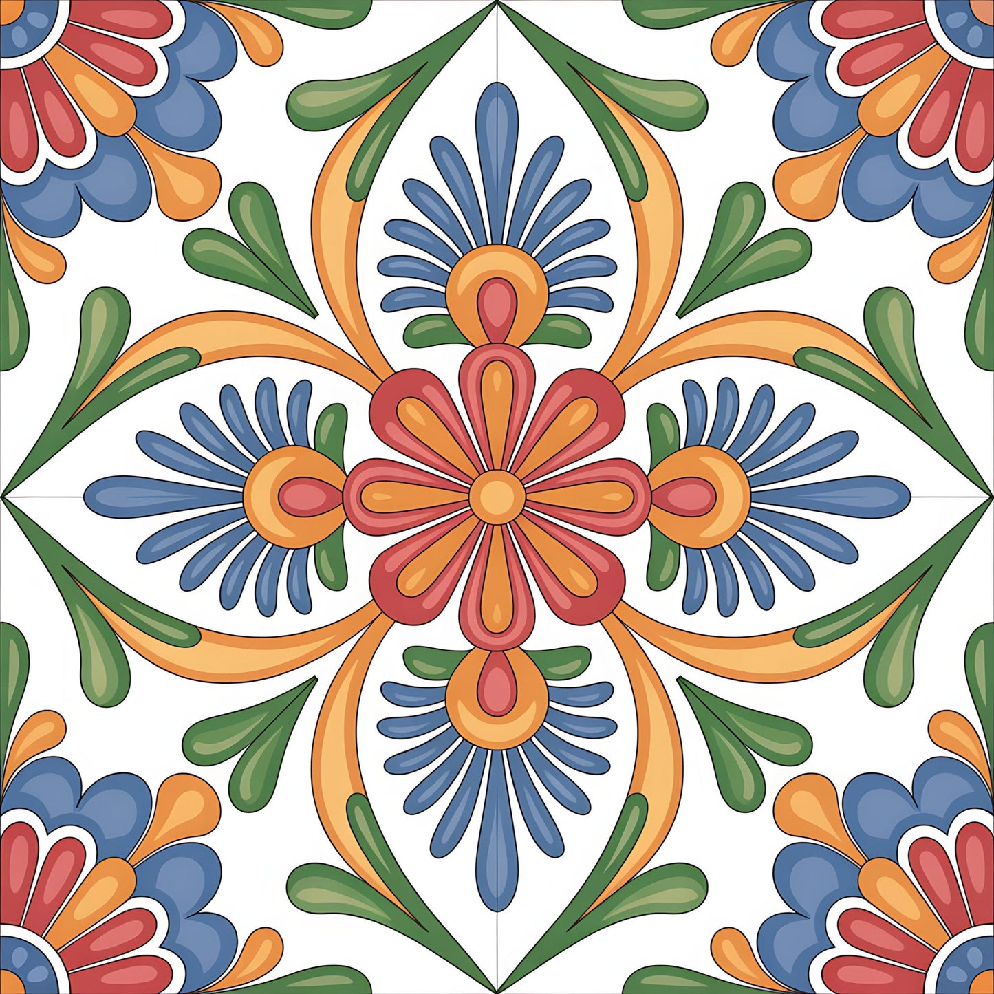 Mexican Talavera Pattern 1 Quilting Cotton Fabric
