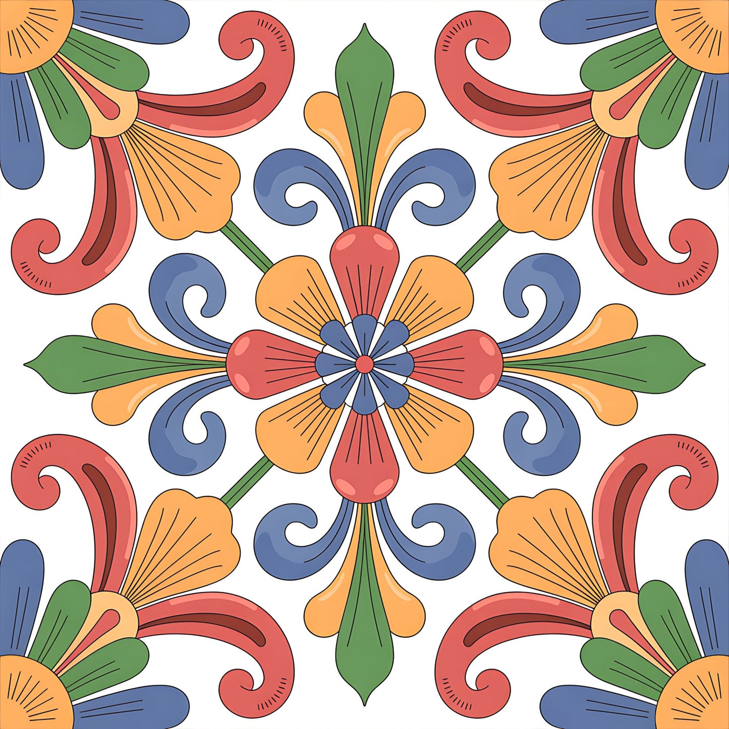 Mexican Talavera Pattern 2 Quilting Cotton Fabric