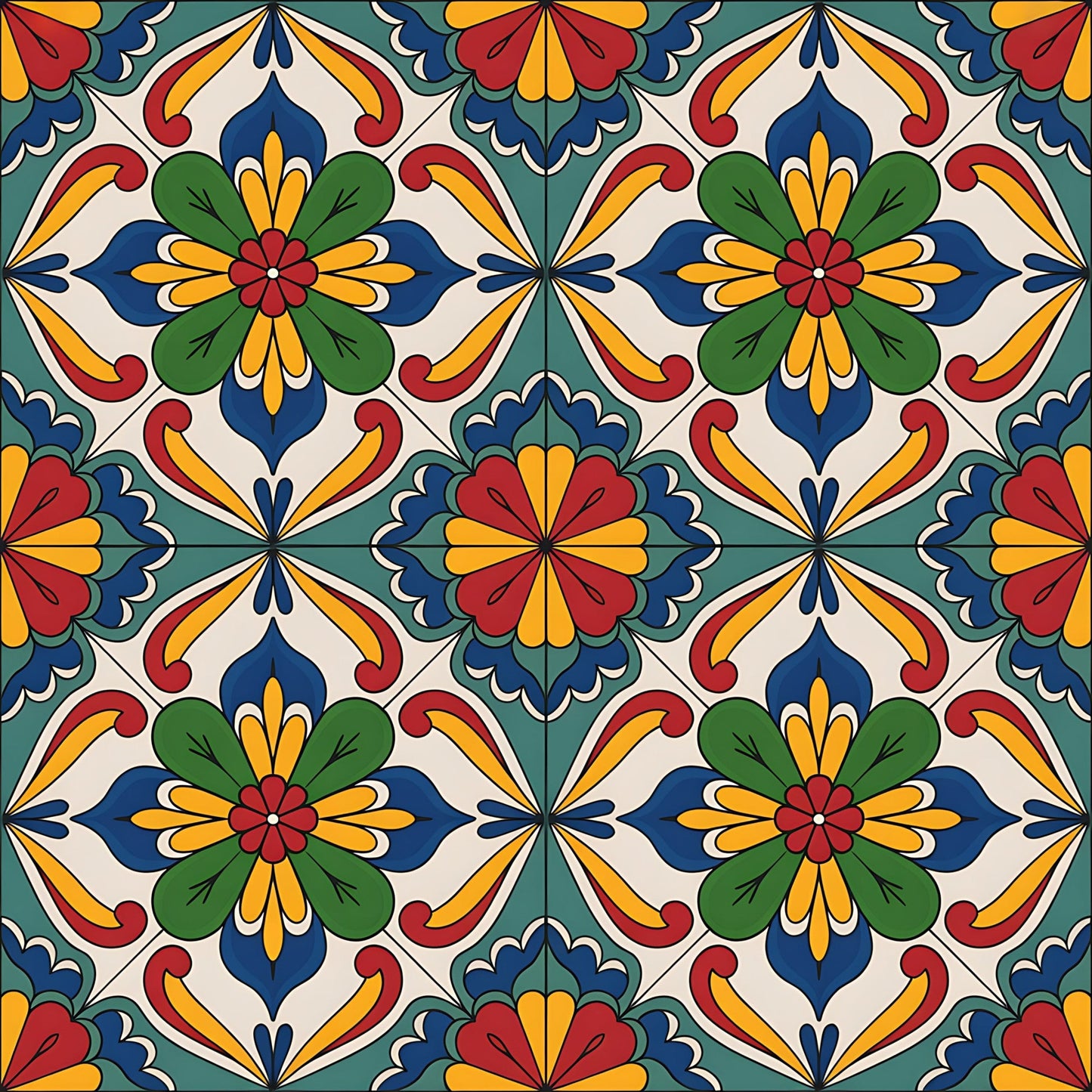 Mexican Talavera Pattern 21 Quilting Cotton Fabric