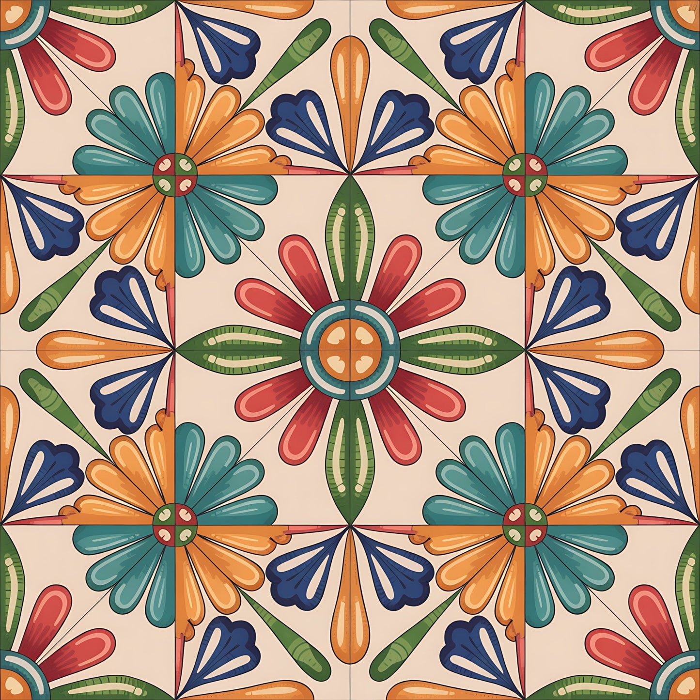 Mexican Talavera Pattern 22 Quilting Cotton Fabric