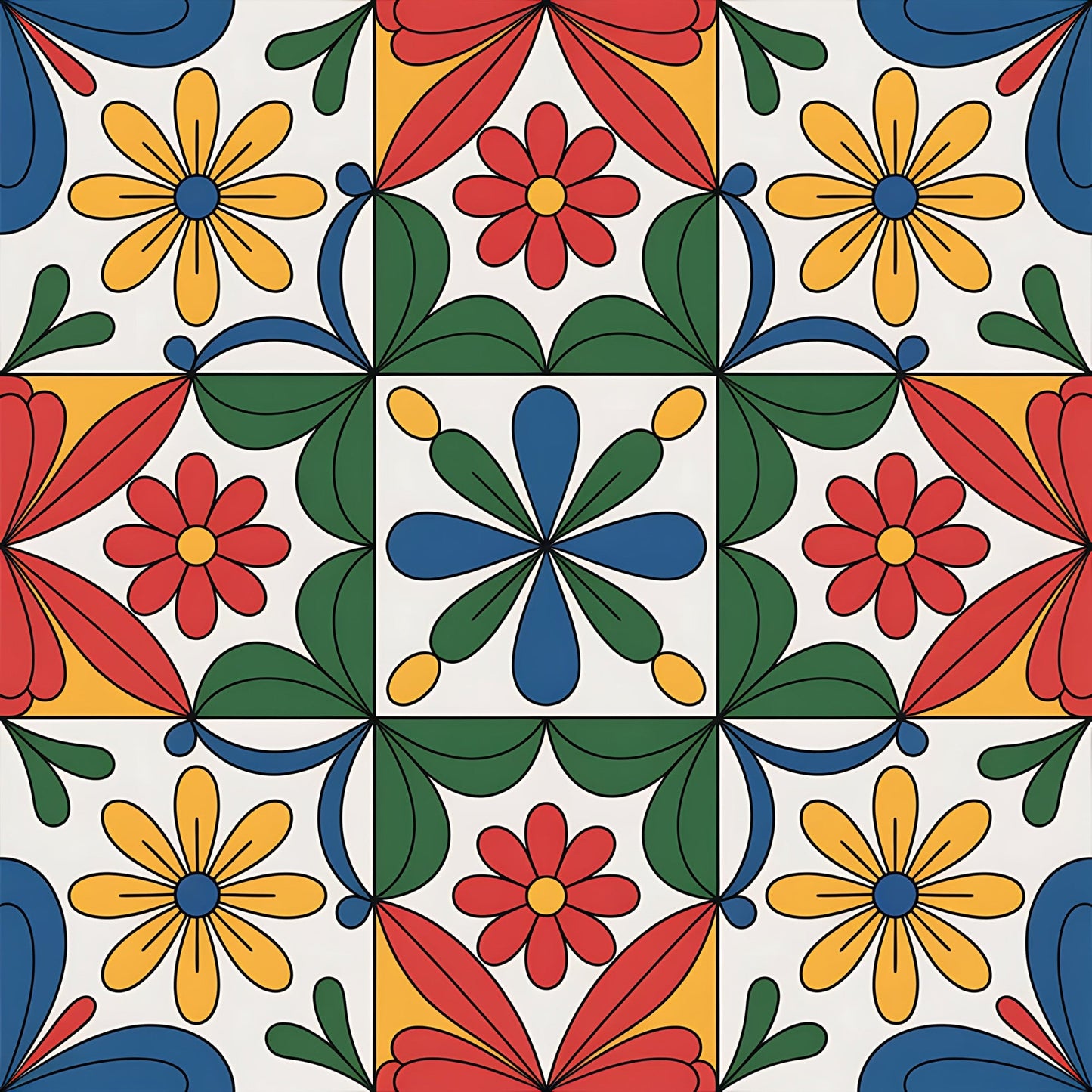 Mexican Talavera Pattern 24 Quilting Cotton Fabric