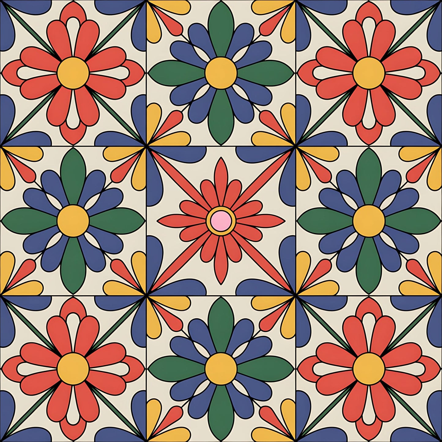 Mexican Talavera Pattern 25 Quilting Cotton Fabric